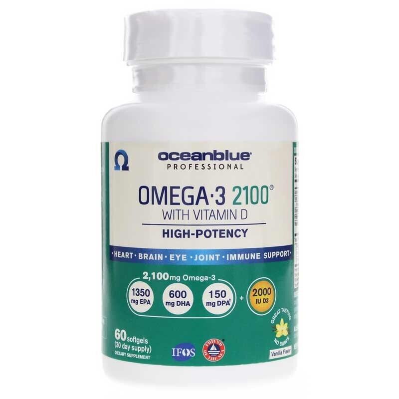 OCEANBLUE Omega-3 2100 mg EPA/DHA/DPA + 2000 IU Vitamin D3 60 Soft Gels Vanilla