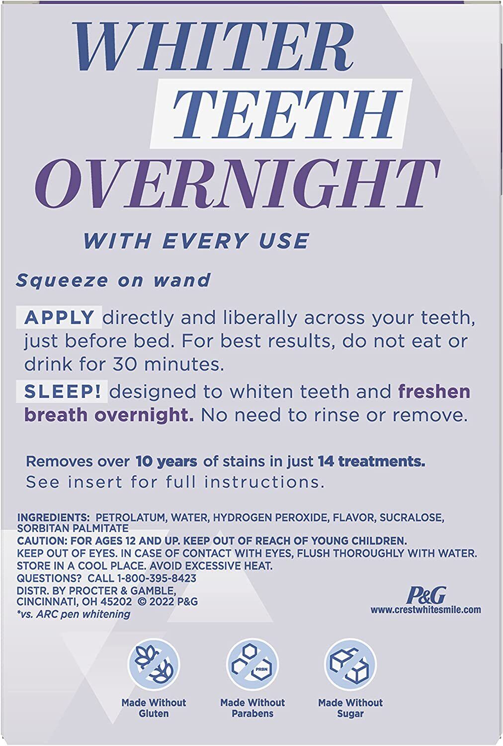Crest Teeth Whitening Emulsions Overnight PM Express Treatment Apply & Sleep 25g