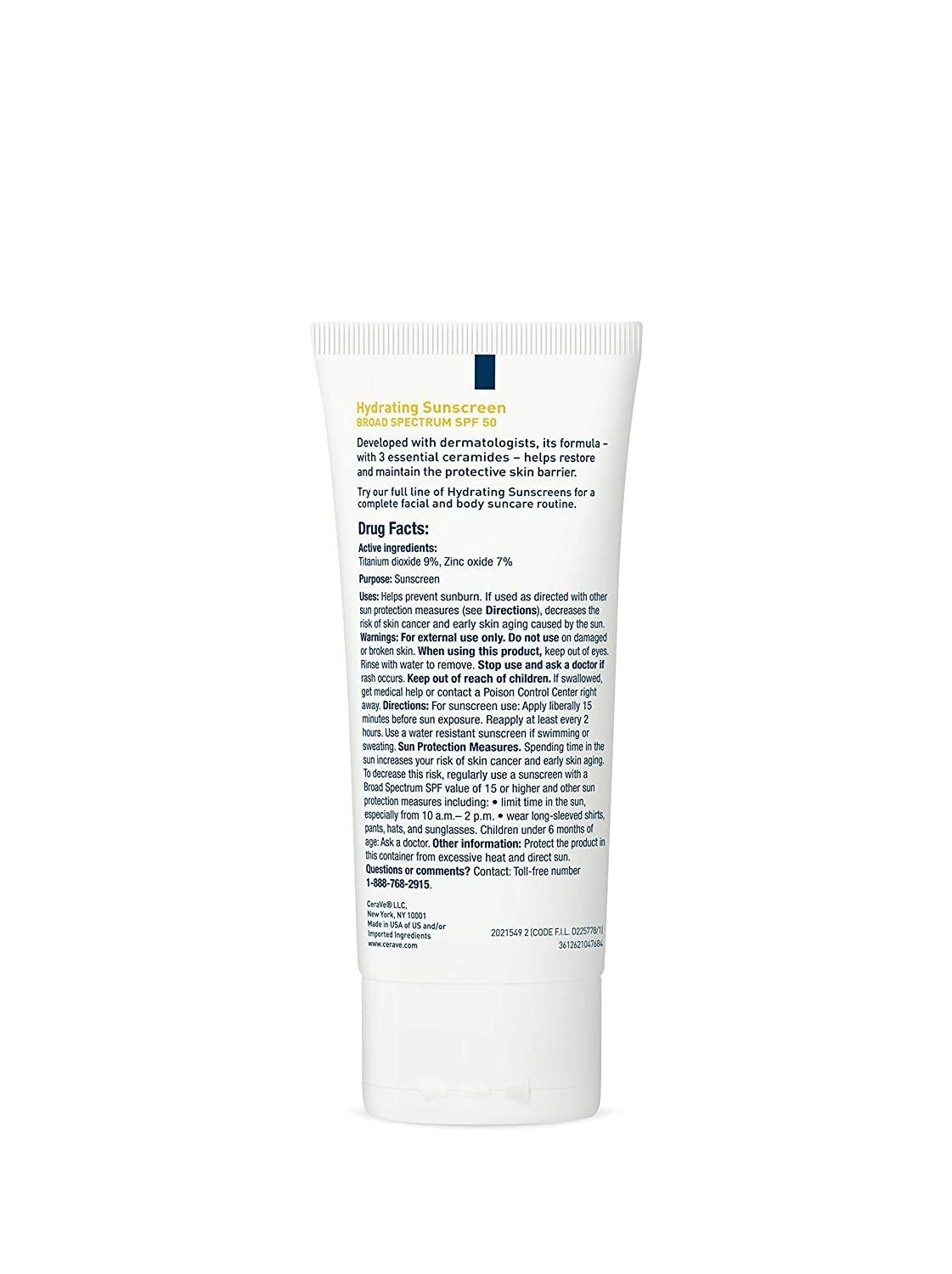 CeraVe Hydrating Mineral Face Sunscreen SPF50 Lightweight Lotion 75mL BRAND NEW