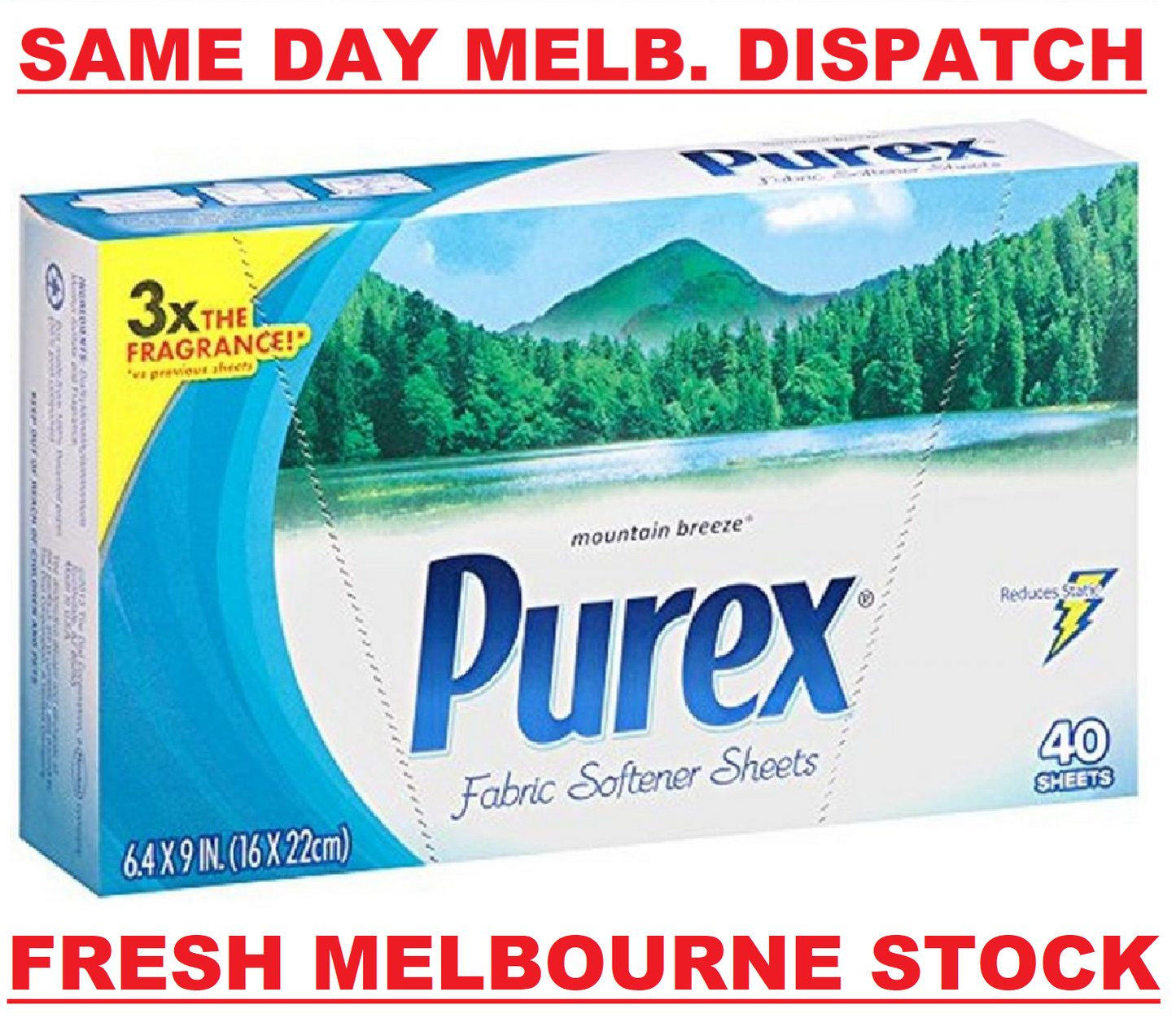 Purex Fabric Softener Tumble Dryer Sheets, Mountain Breeze 40 Pack FRESH STOCK