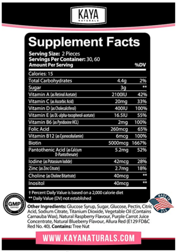 HAIR VITAMIN GUMMIES 5000mcg Biotin HAIR GROWTH FORUMLA 60 Caps - FREE EXPRESS