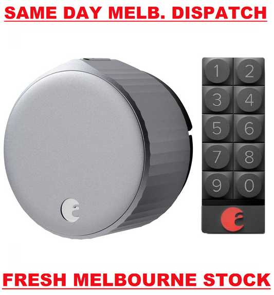August Wi-Fi Smart Lock Keypad Bundle 4th Gen Keyless Door Built-In WIFI SILVER