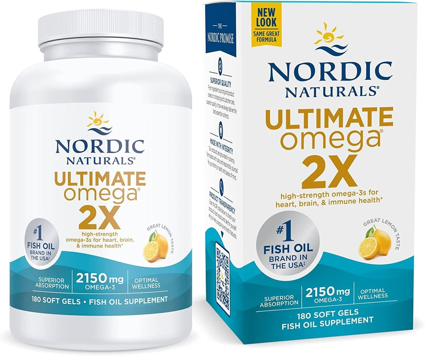 NORDIC NATURALS Ultimate Omega 2X 2150mg EPA/DHA Fish Oil - 180 Soft Gels Lemon