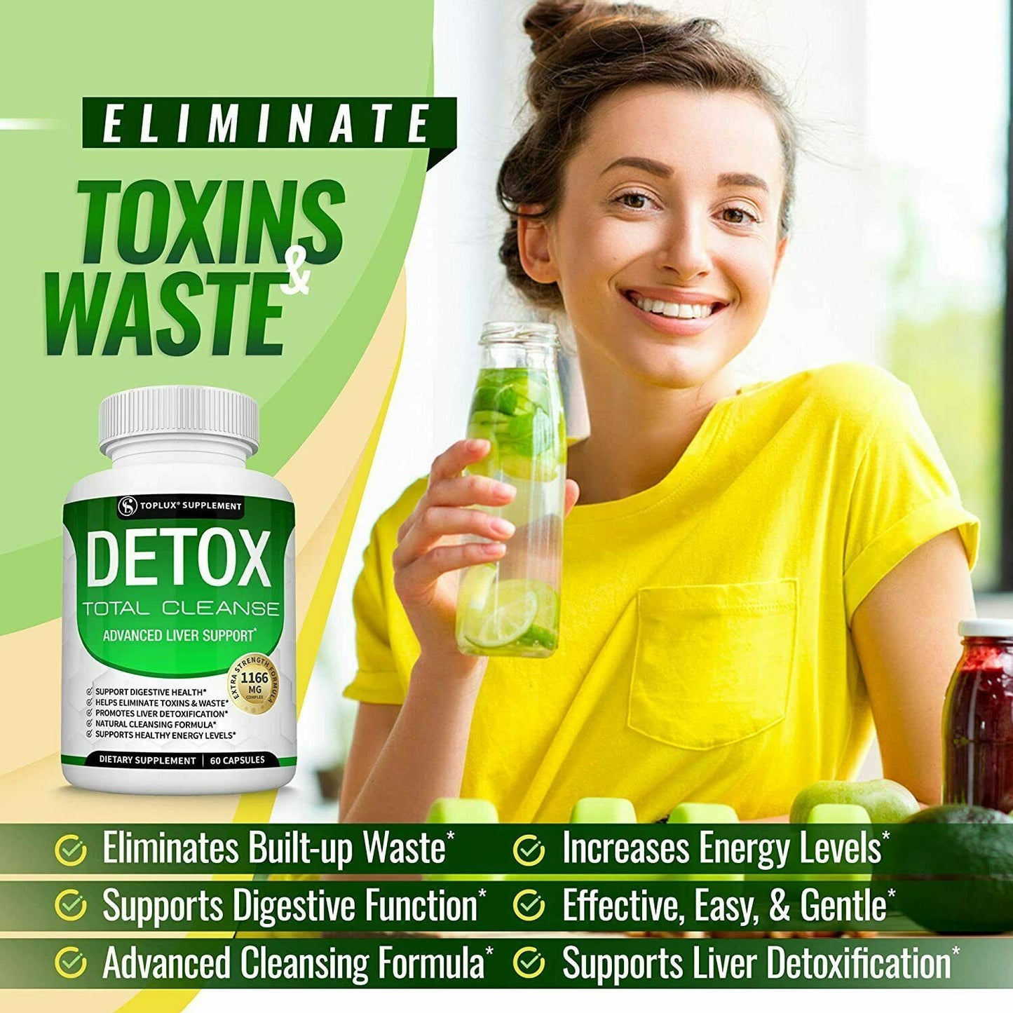 DETOX Total Cleanse 1166mg 60 Caps NATURAL LIVER SUPPORT - FREE EXPRESS POST