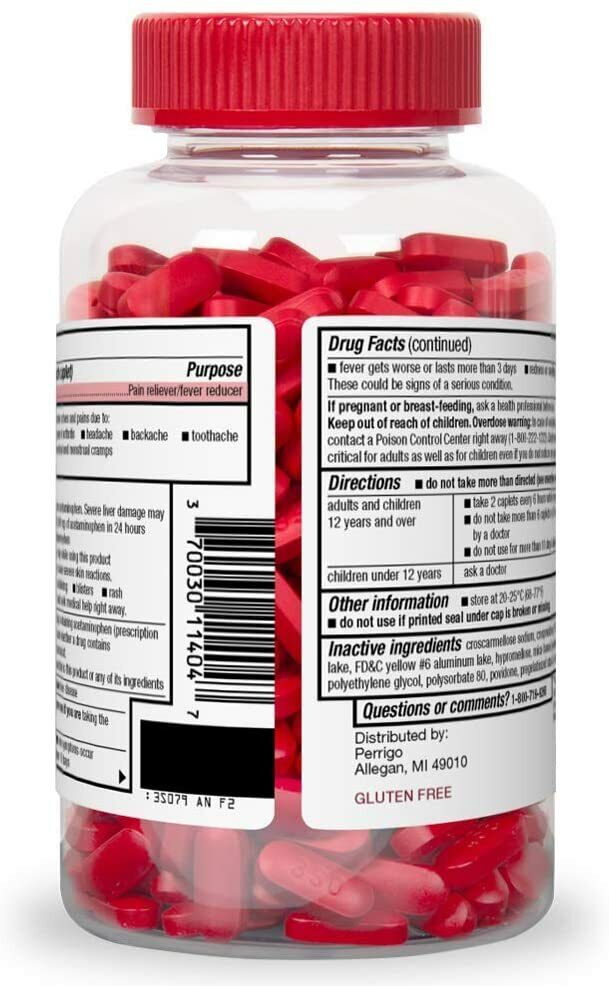 Amazon Care PAIN RELIEF TABLETS Extra Strength Acetaminophen 400 Caplets 500 mg