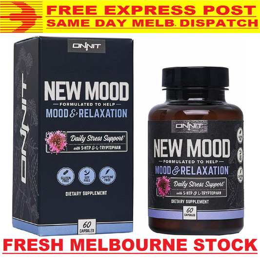 ONNIT New Mood 60 Caps, 5-HTP L-Tryptophan Relaxation Joe Rogan JRE VALUE SIZE
