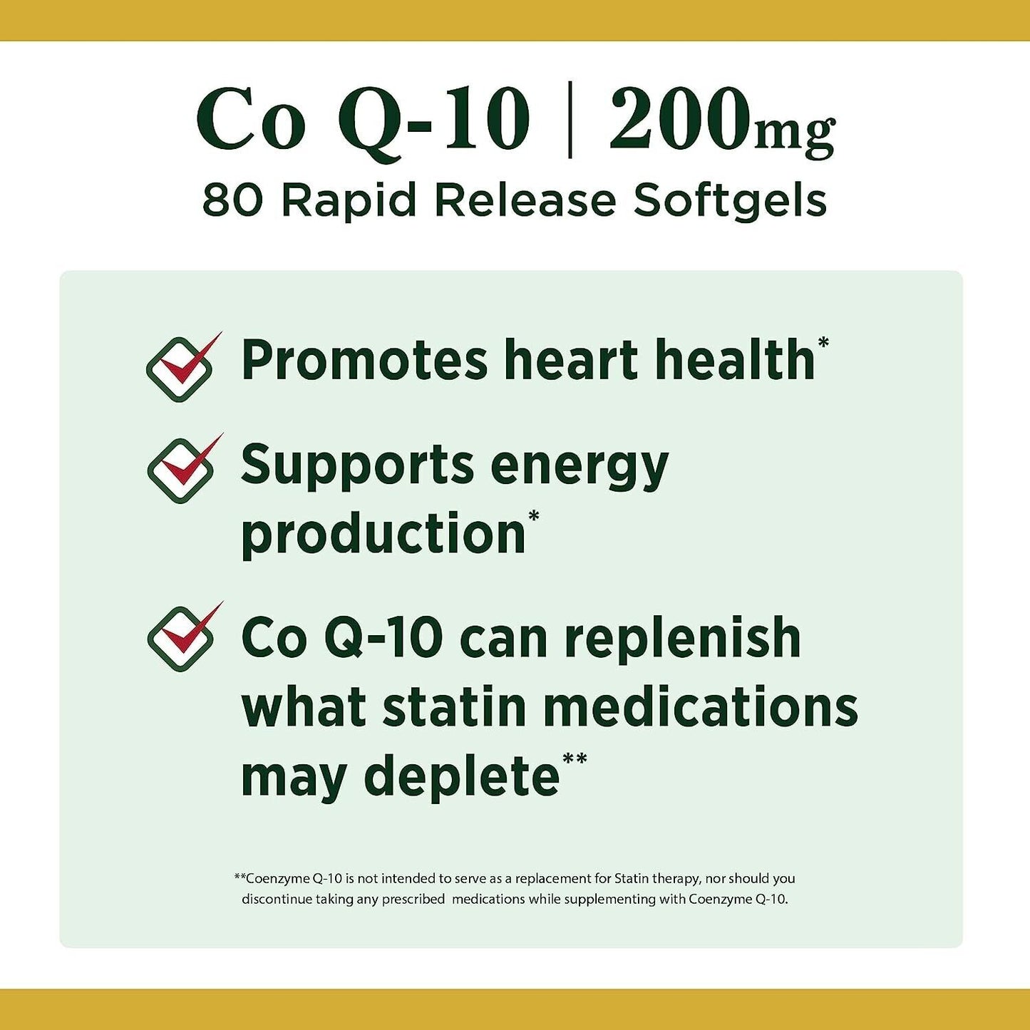 NATURE'S BOUNTY CoQ10 200mg Support Heart Health & Blood Pressure - 80 Soft Gels