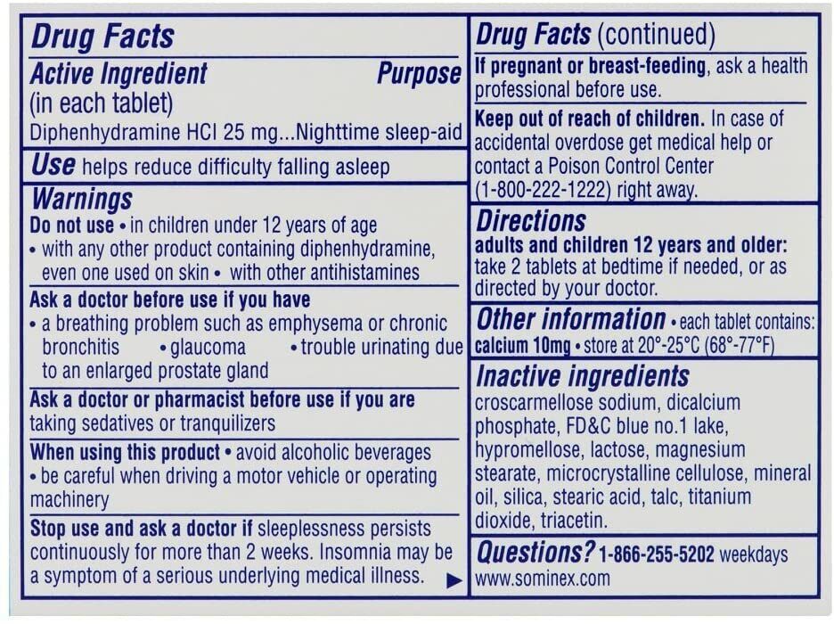 SOMINEX SLEEP AID Night Time Original Formula MEGA VALUE PACK 72 TABS EXPRESS AU