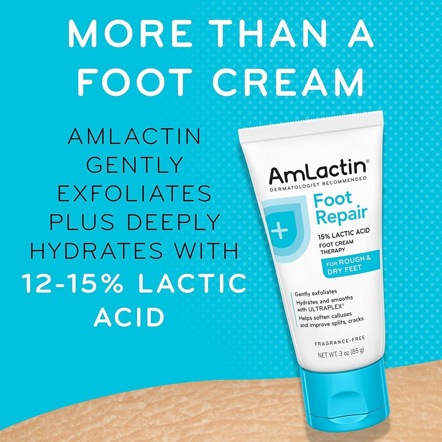 AmLactin Daily Foot Repair Cream Alpha-Hydroxy Therapy for Dry, Rough Feet - 85g