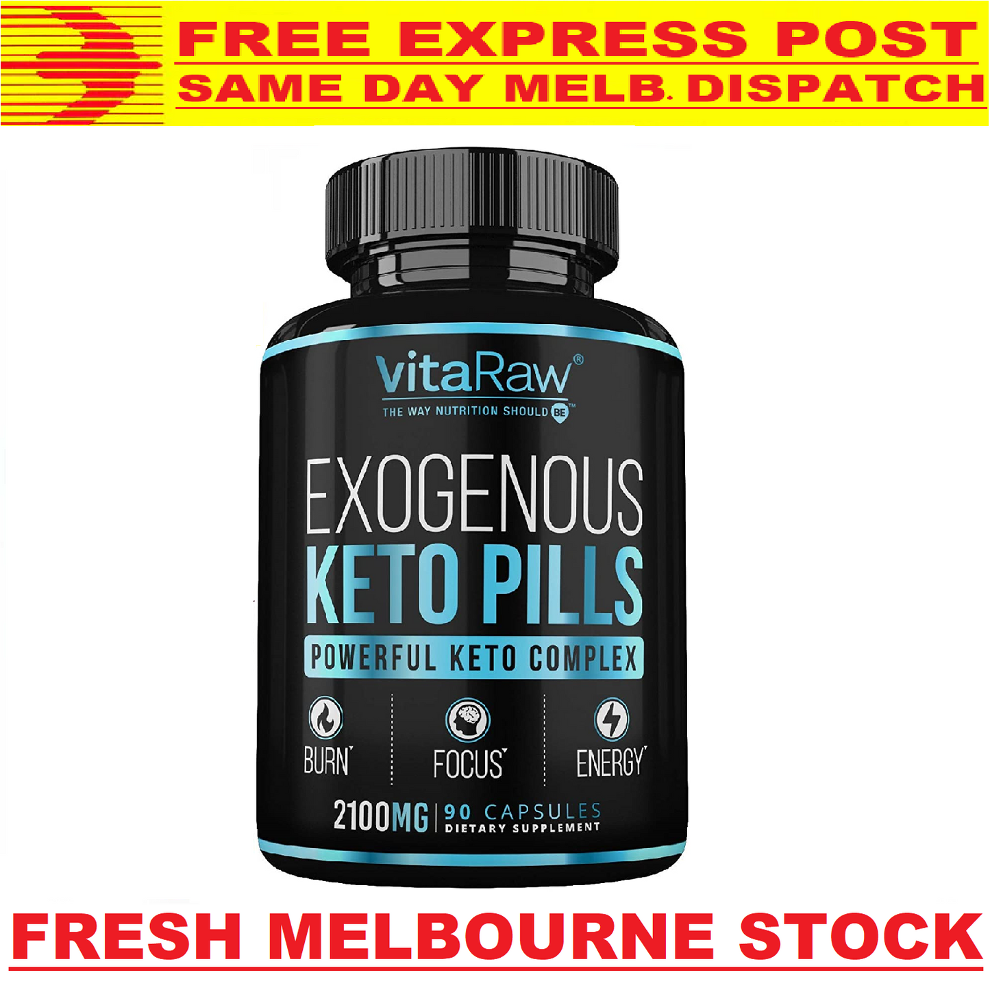 VitaRaw KETO BHB Diet Pills 2100mg 90 Caps ADVANCED WEIGHT LOSS KETOGENIC BURN!