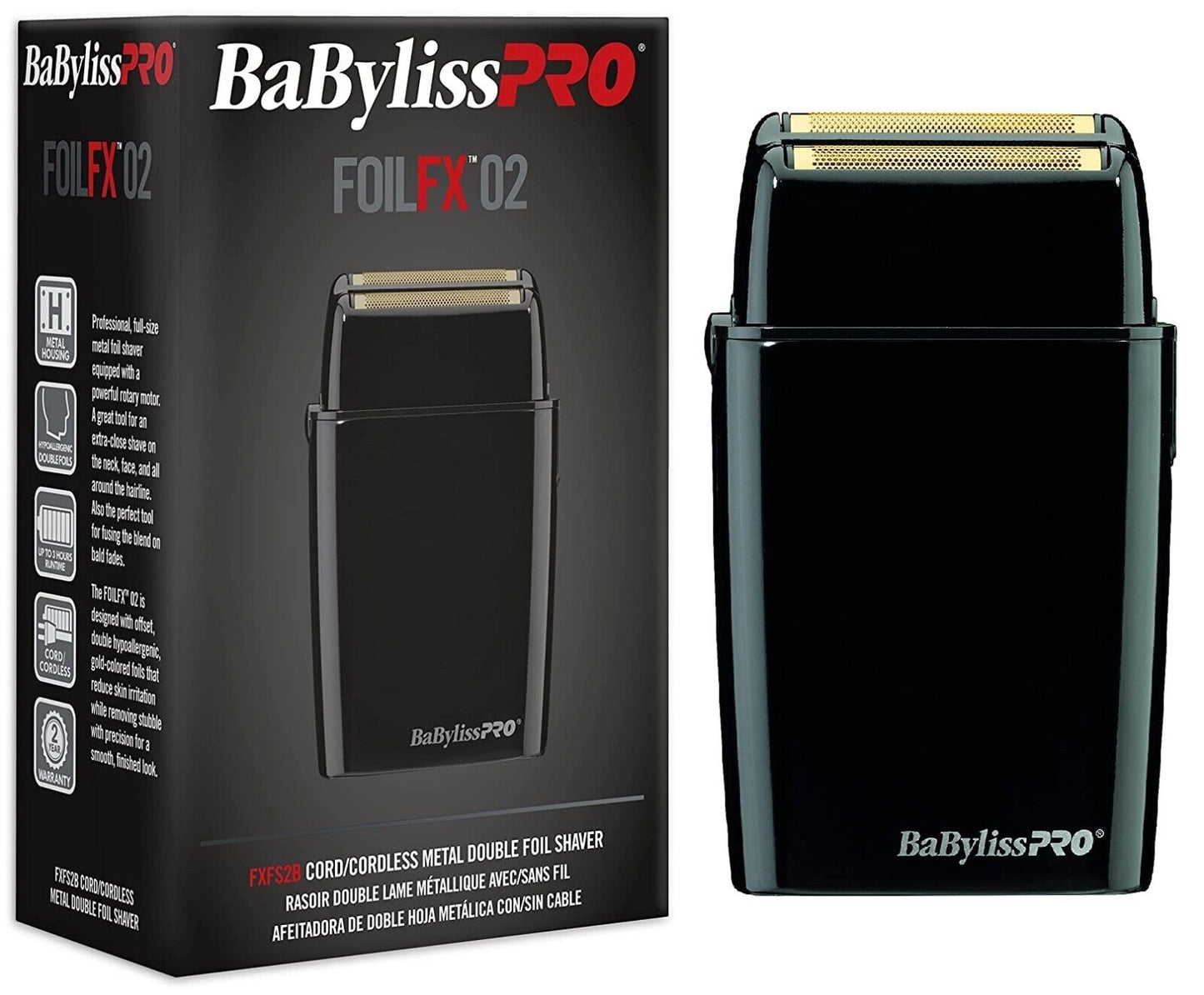BabylissPRO FoilFX02 Metal Double Foil FX02 Hair Shaver Babyliss FXFS2B BLACK