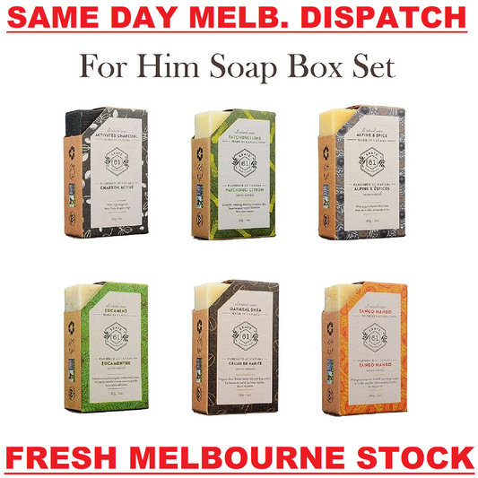 Crate 61 Vegan Natural Handmade Bar Soap - For Him Scents Variety Set - 6 x 110g