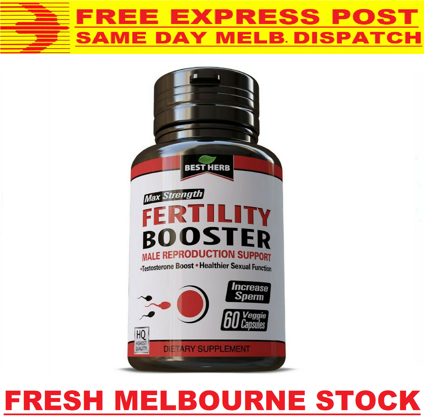 MALE FERTILITY SUPPLEMENT Boost Libido Sexual Function Sperm Health 60 Caps BH