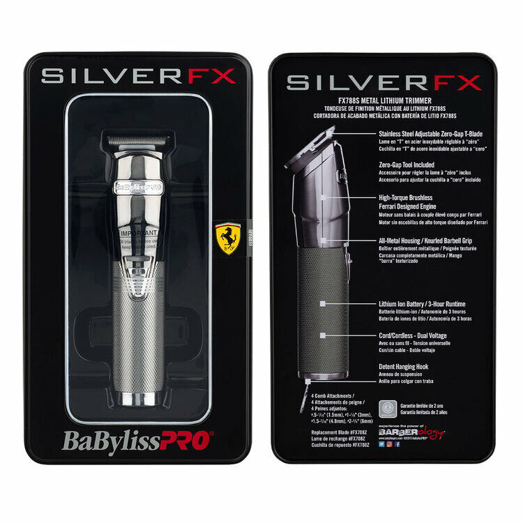 Babyliss Pro SilverFX Metal Lithium Hair Trimmer - Silver FX BabylissPro FX788S