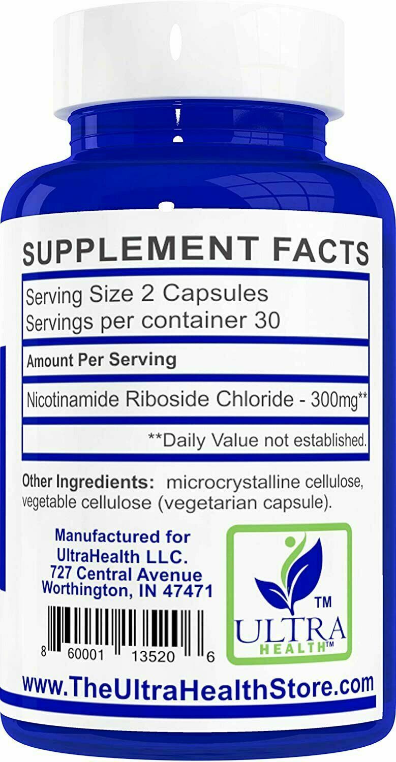 Ultra Health NICOTINAMIDE RIBOSIDE 300mg 60 Caps DOUBLE STRENGTH NAD+ Anti-Aging