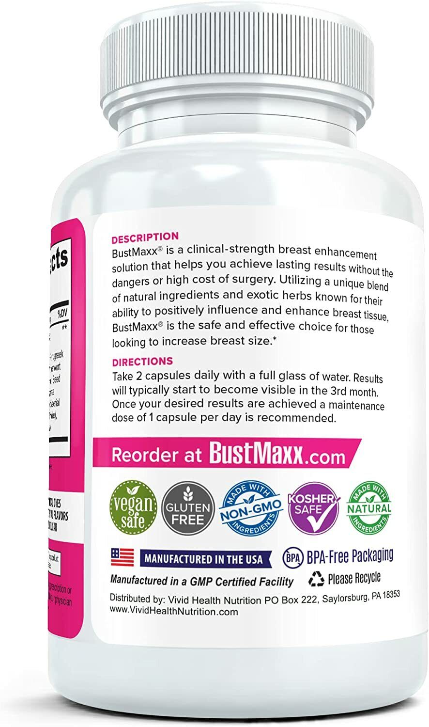 BUSTMAXX BREAST ENLARGEMENT PILLS Natural Supplement 60 Caps - FREE EXPRESS POST