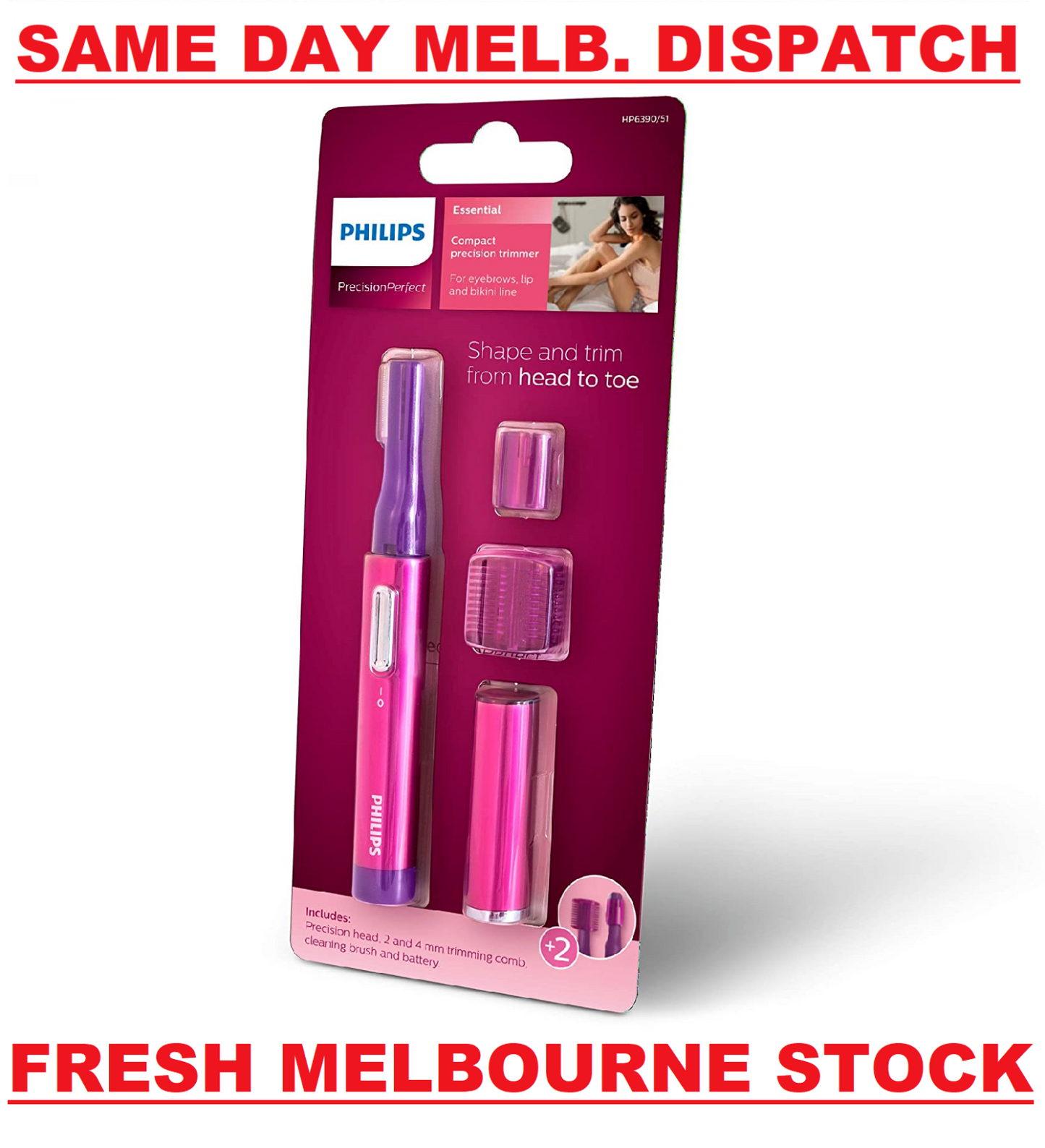 Philips PrecisionPerfect Compact Trimmer for Women HP6390/51 Facial Hair Remover