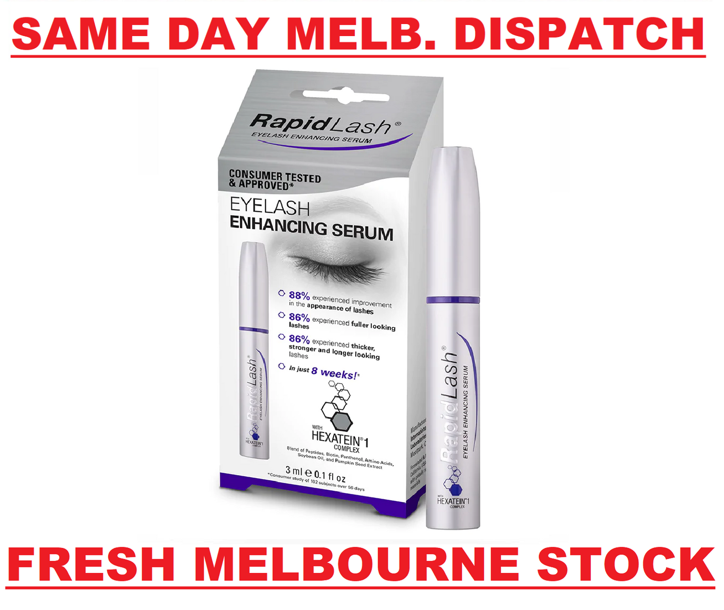 GENUINE RAPID LASH Rapidlash Fuller Lashes Hexatein 1 Complex Eyelash Serum 3mL