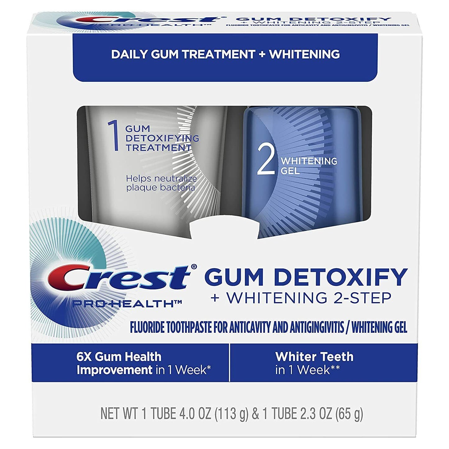 Crest Pro Health Gum Detoxify + Teeth Whitening Treatment 2-Step Toothpaste NEW