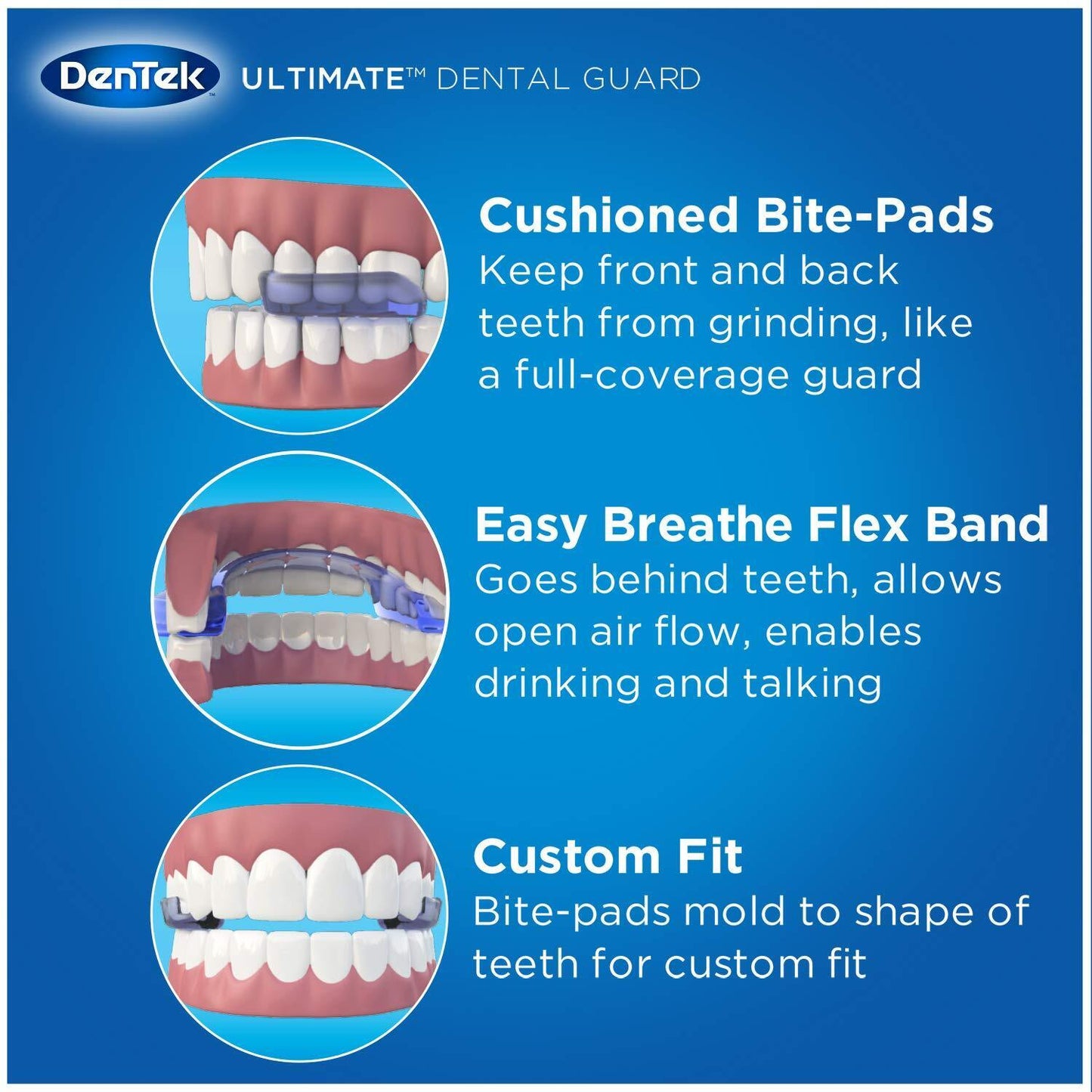 DENTEK ULTIMATE DENTAL GUARD - PROTECTION FOR NIGHT TEETH GRINDING BRUXISM NEW