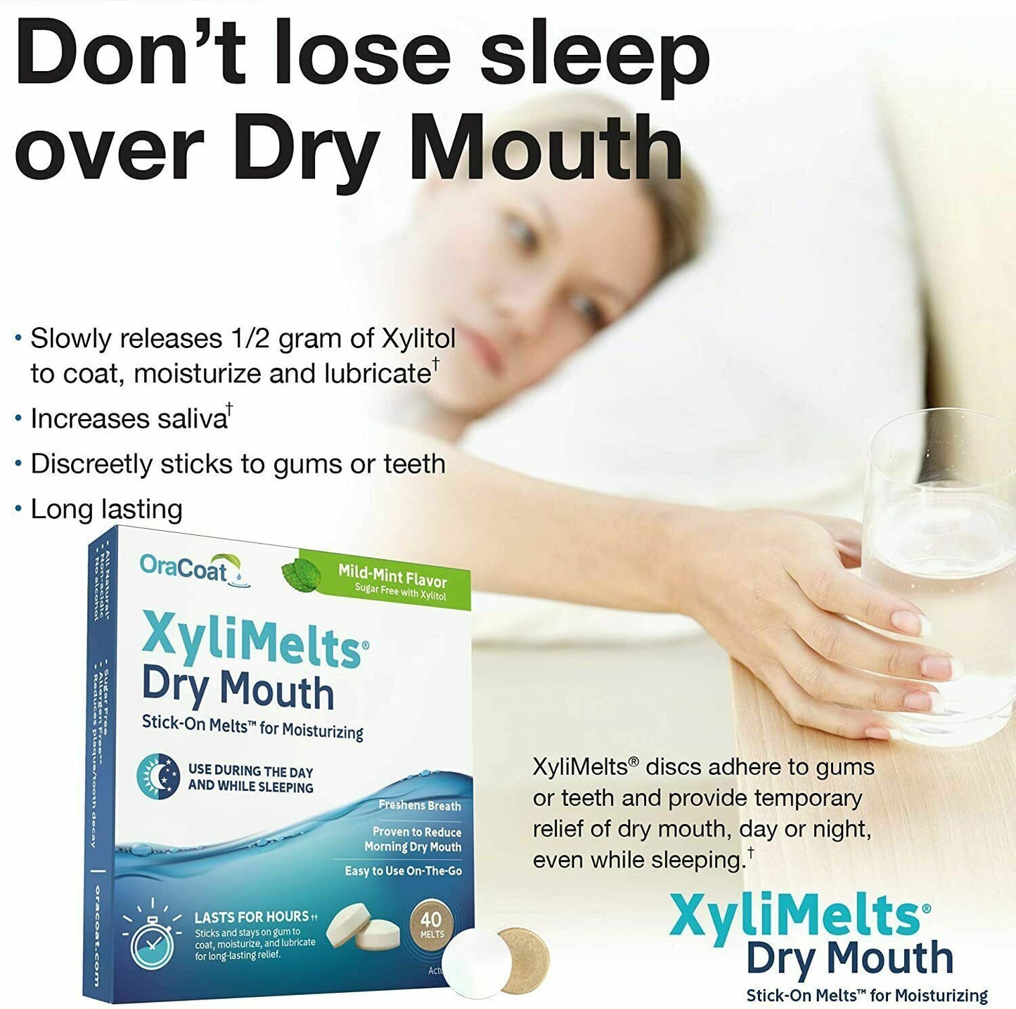 XYLIMELTS FOR DRY MOUTH MILD MINT, 120 DISC MAILER PACK - FREE EXPRESS POST