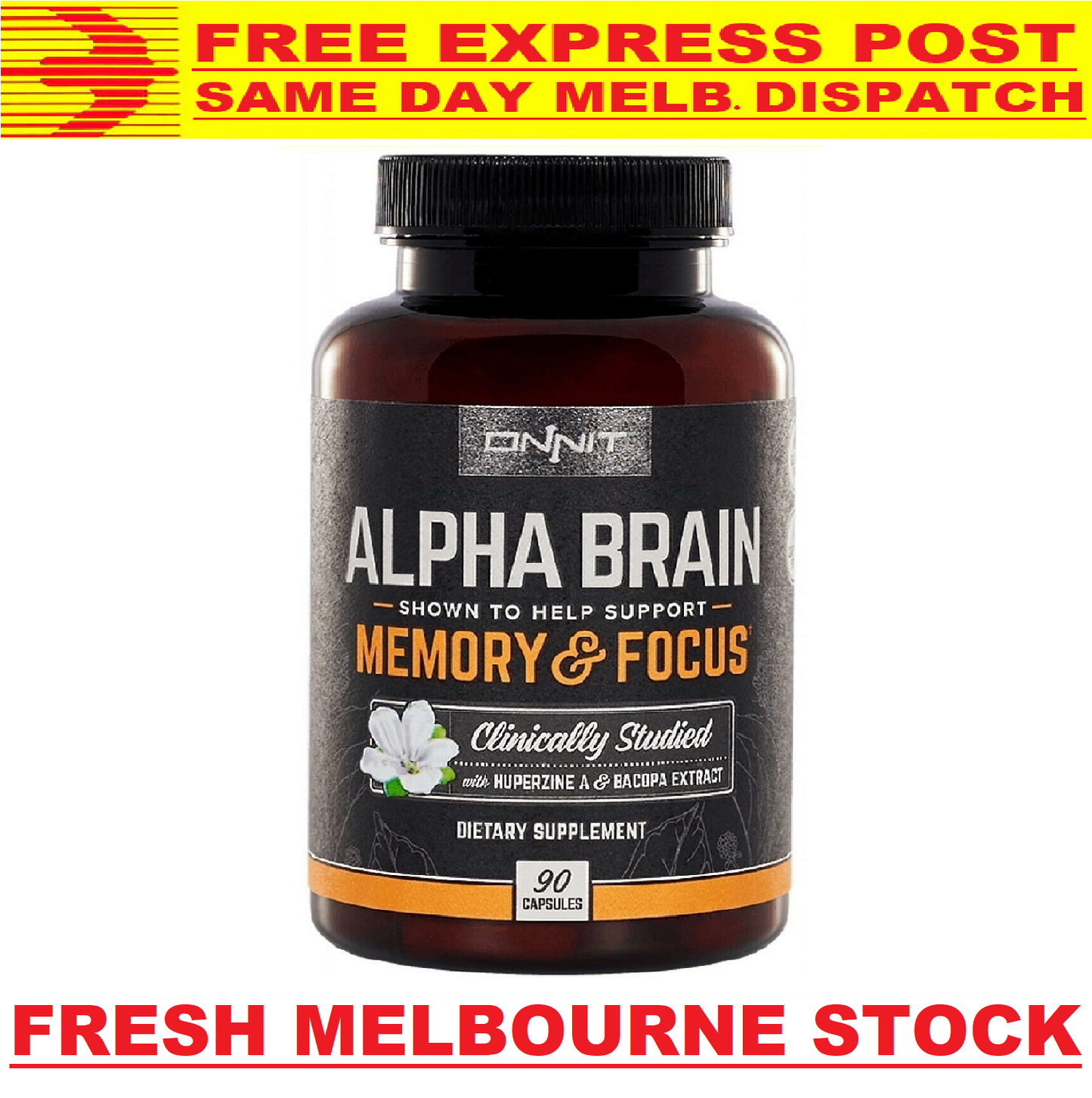 ONNIT Alpha BRAIN 90 Caps Joe Rogan JRE Nootropic Alpha GPC Huperzine Bacopa NEW