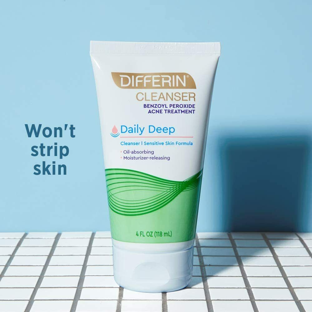 Differin Daily Deep Acne Cleanser Sensitive Skin Care 5% Benzoyl Peroxide 118ml