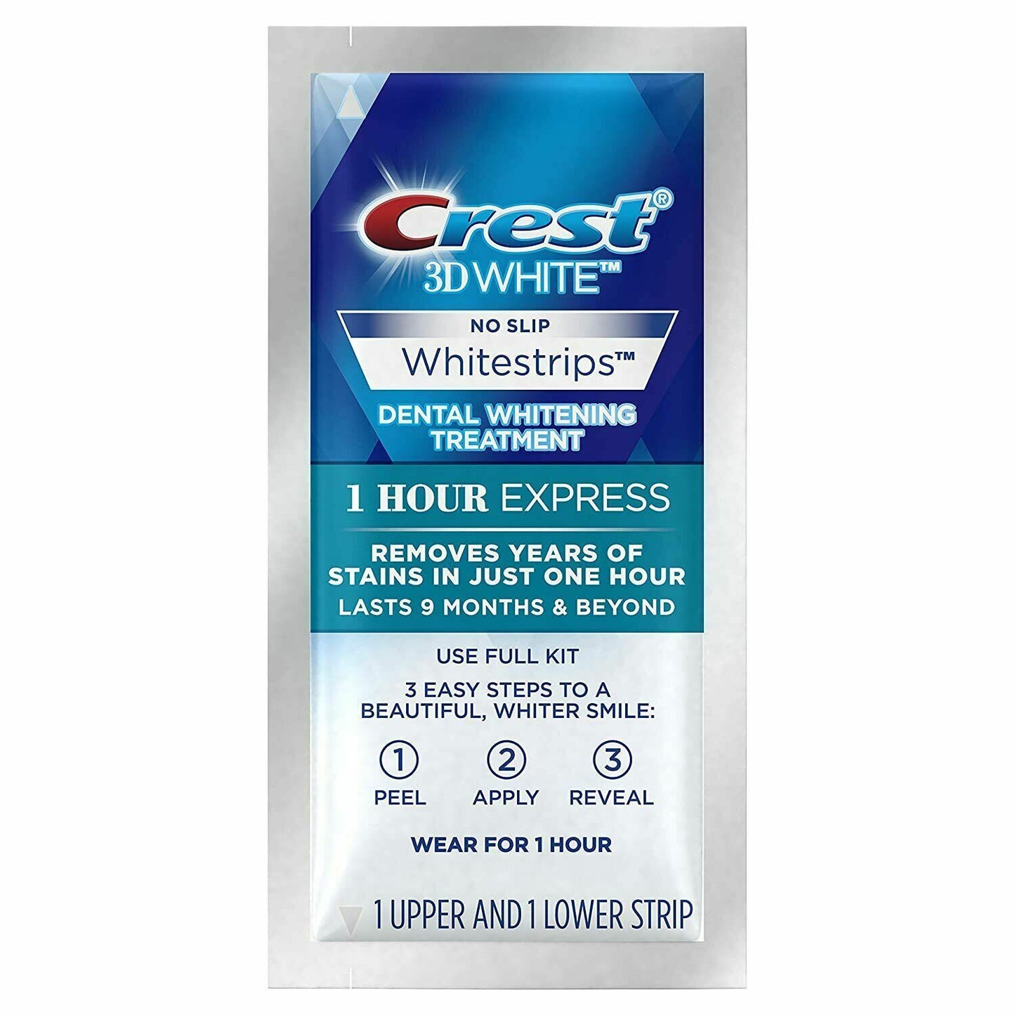 Crest 3D 8 x 1 Hour Express Teeth Whitening Strips White (4 Pouches) SEALED BOX