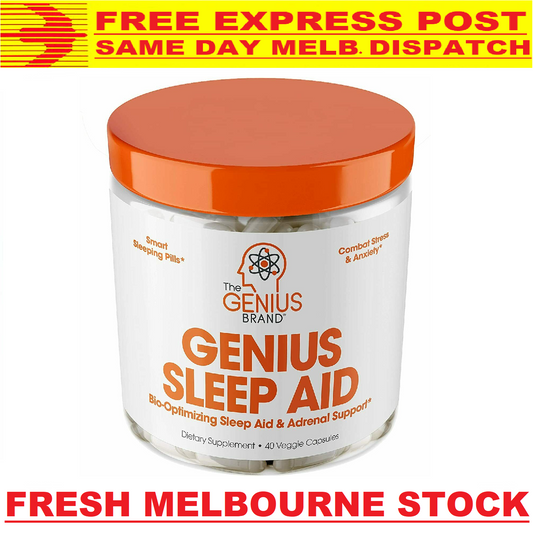 GENIUS SLEEP AID Natural Sleeping Pills & Adrenal Support 40 Caps - FREE EXPRESS