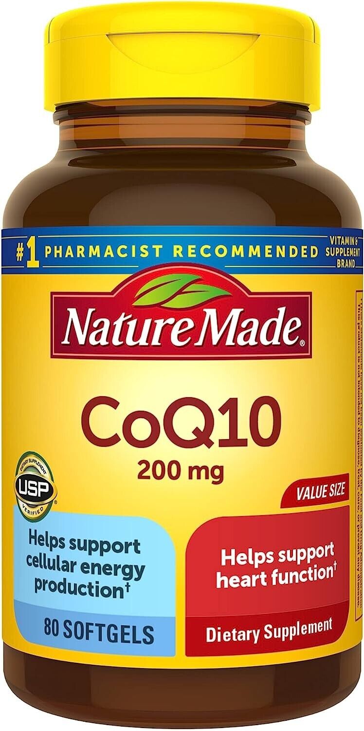 NATURE MADE CoQ10 200mg Support Heart Health & Energy Production - 80 Soft Gels