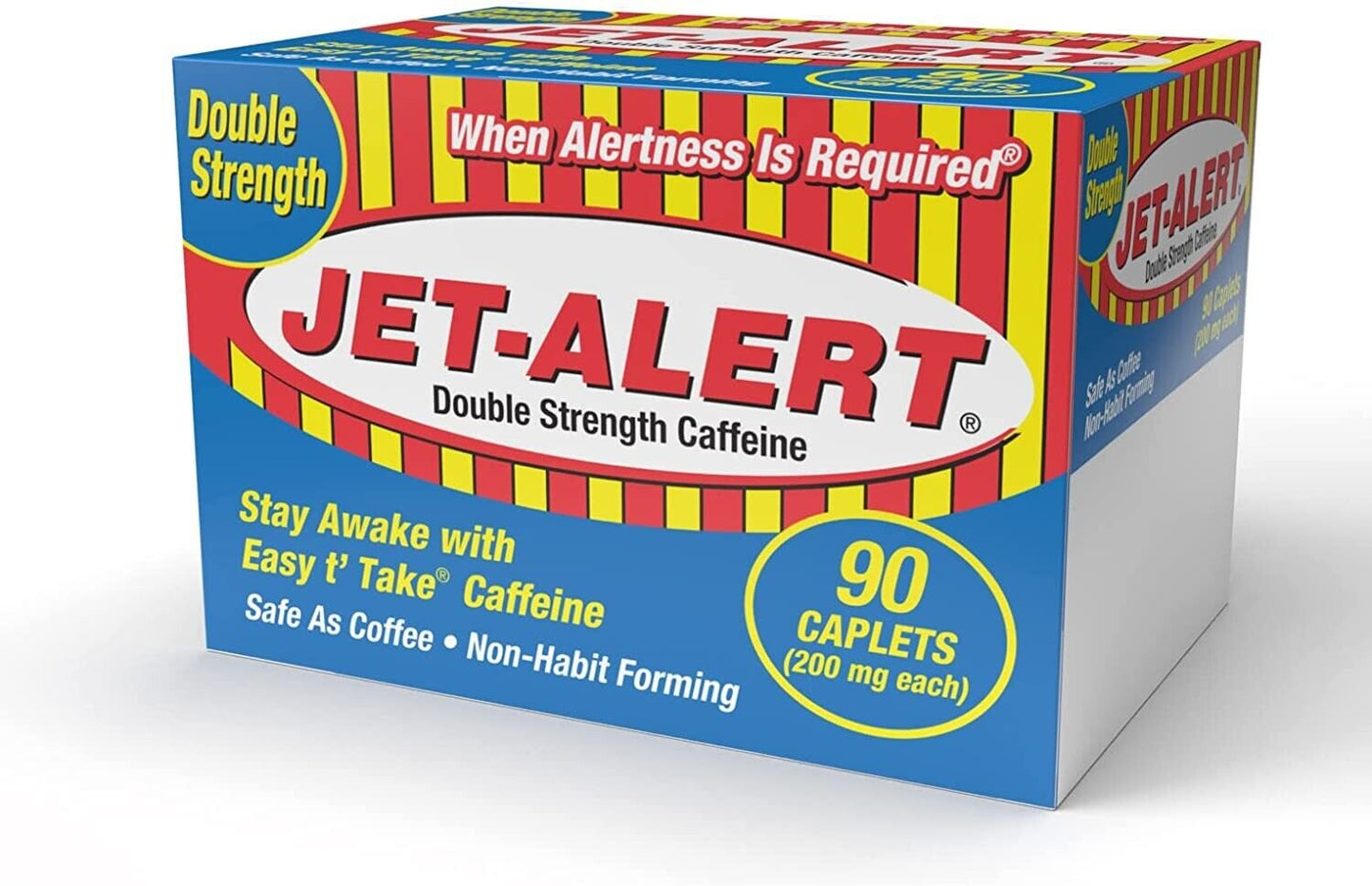 JET ALERT Caffeine Tablets 200mg DOUBLE STRENGTH 90 Tabs - FREE EXPRESS POST