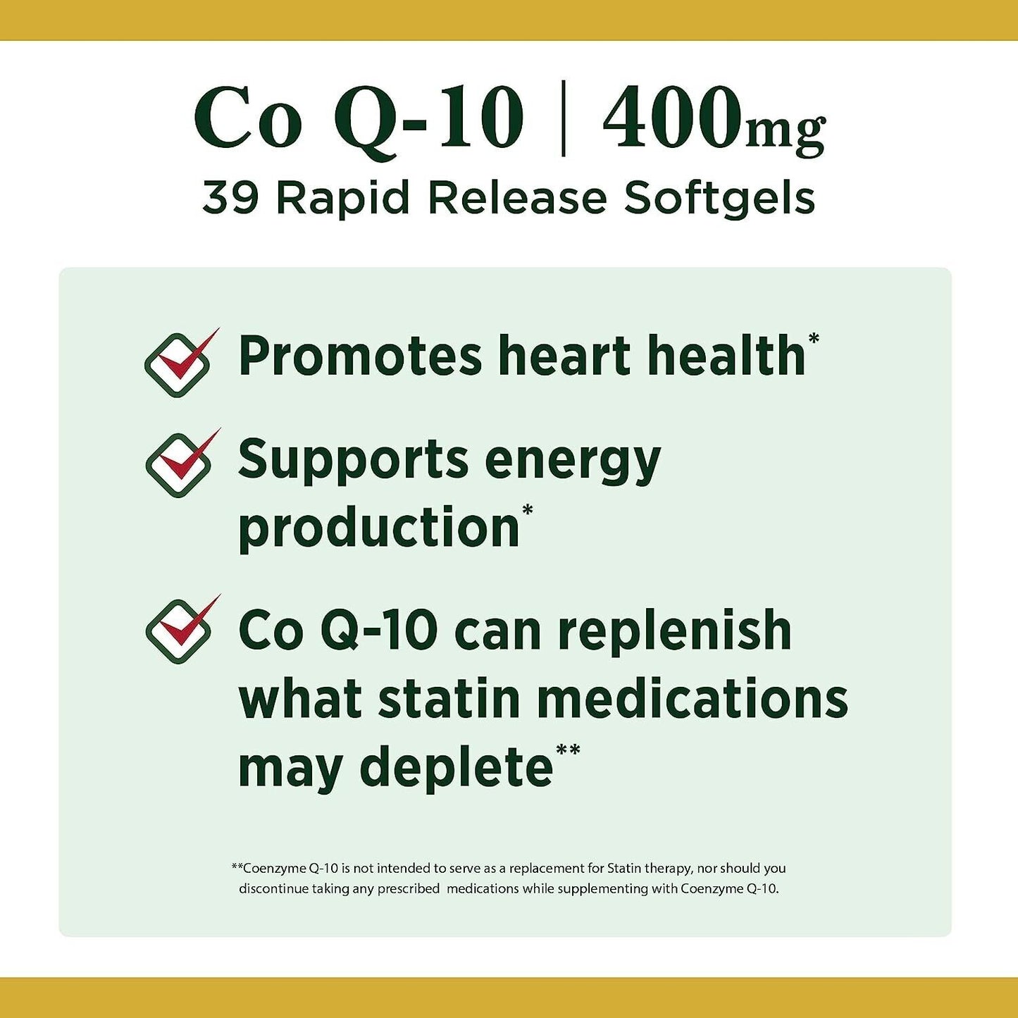 NATURE'S BOUNTY CoQ10 400mg Support Heart Health & Blood Pressure - 39 Soft Gels