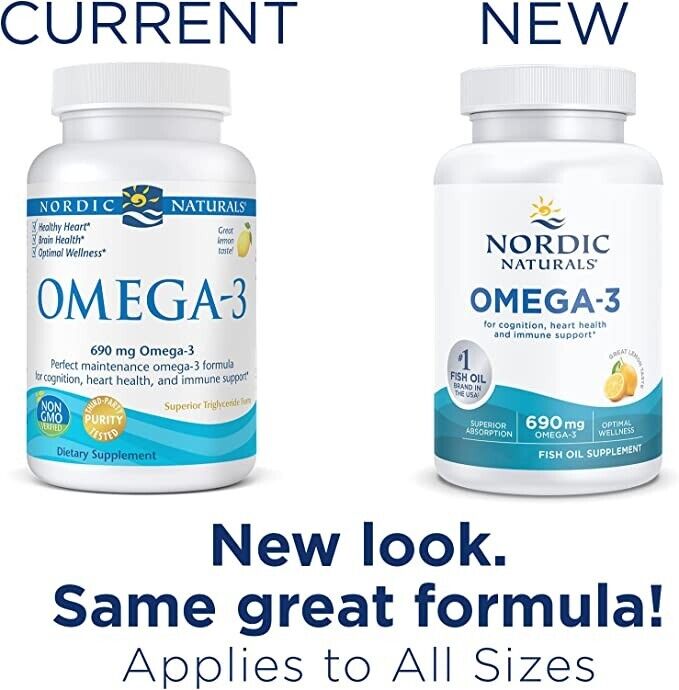 NORDIC NATURALS Omega-3 690mg EPA & DHA Fish Oil - Lemon Flavour - 60 Soft Gels