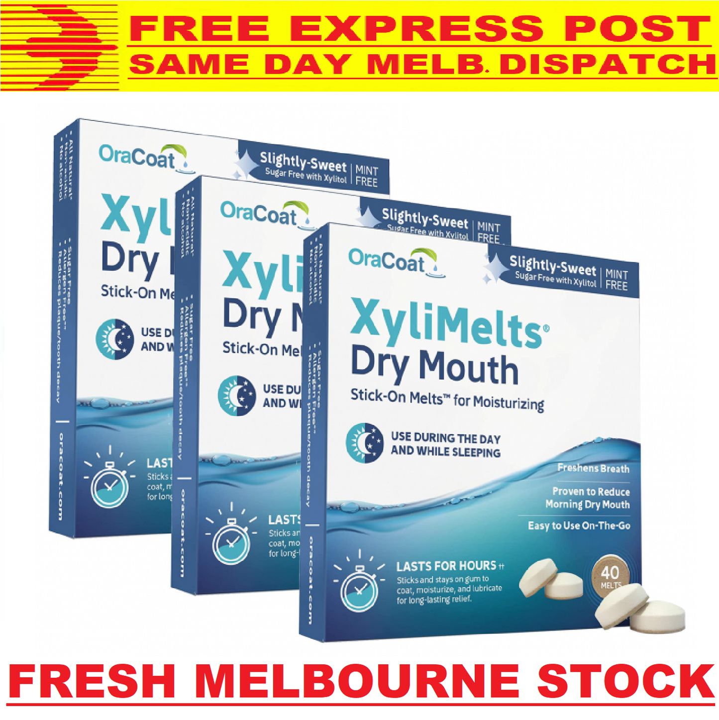 XYLIMELTS FOR DRY MOUTH MINT-FREE, 120 DISC MAILER PACK - FREE EXPRESS POST