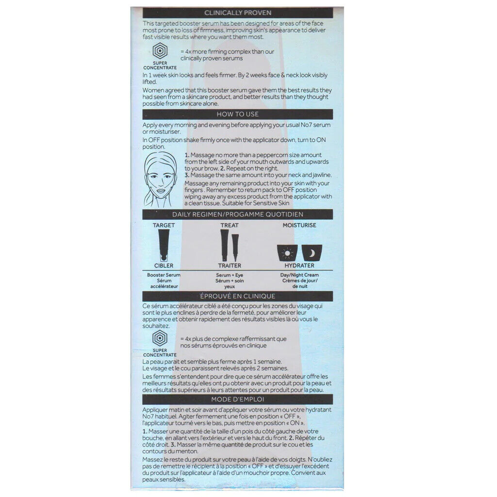 Boots No7 Laboratories FIRMING BOOSTER SERUM ANTI AGING CLINICALLY PROVEN 30mL