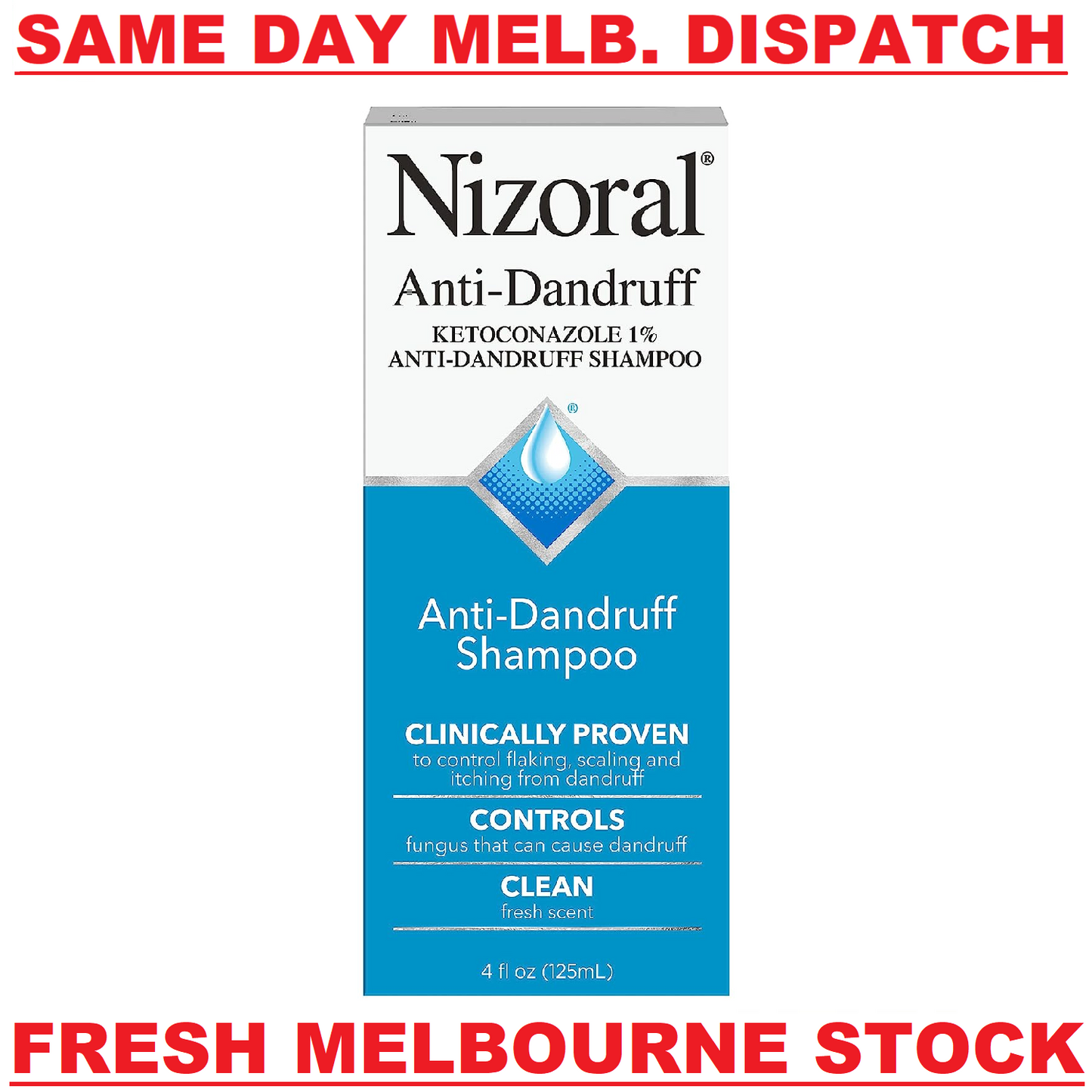 Nizoral A-D Anti-Dandruff Shampoo 1% - Seborrheic Dermatitis Treatment 125mL NEW