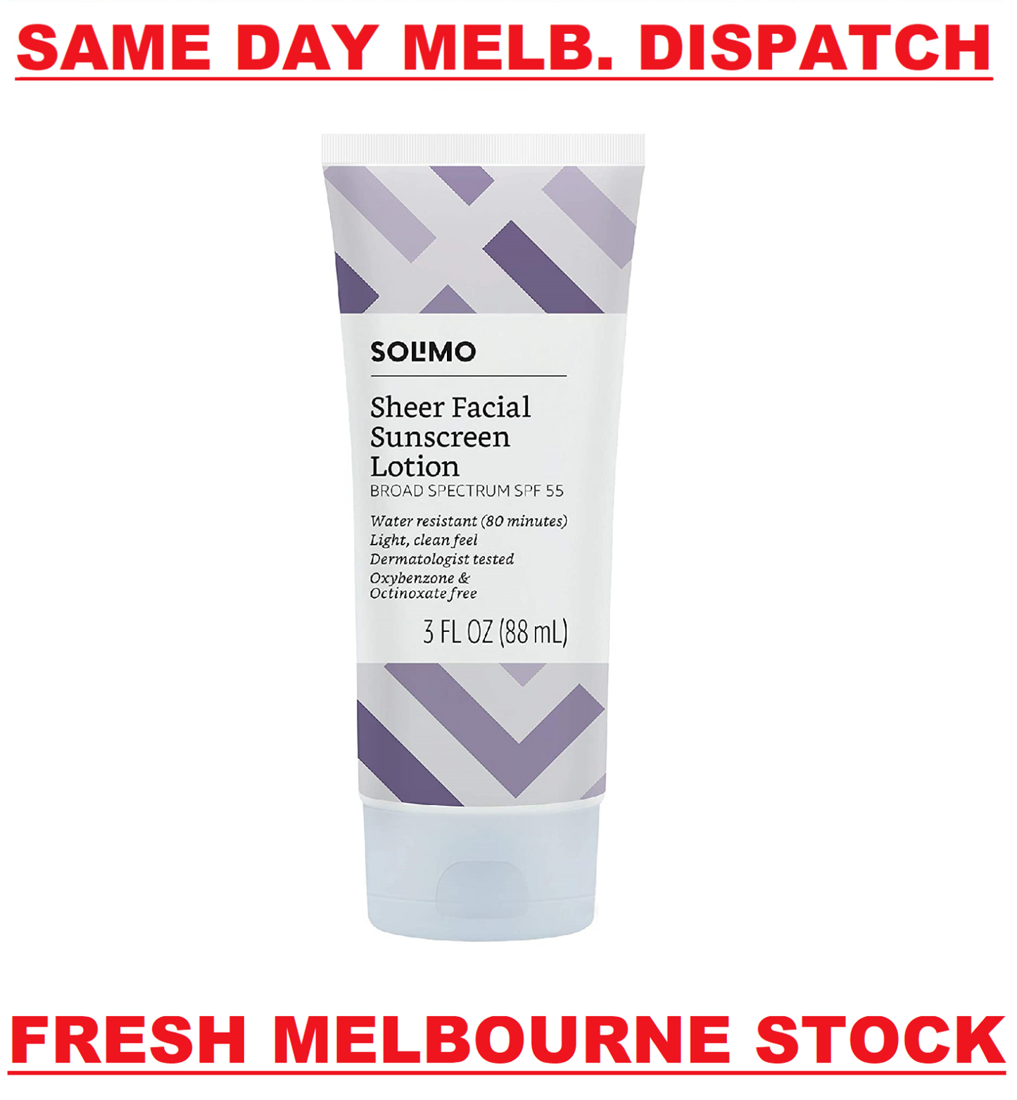 Solimo Sheer Facial Sunscreen Lotion SPF55 UV Protect PA+++ Water Resistant 88mL