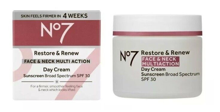 Boots No7 Restore & Renew Face & Neck Multi Action Day Cream SPF30 50mL - NEW!