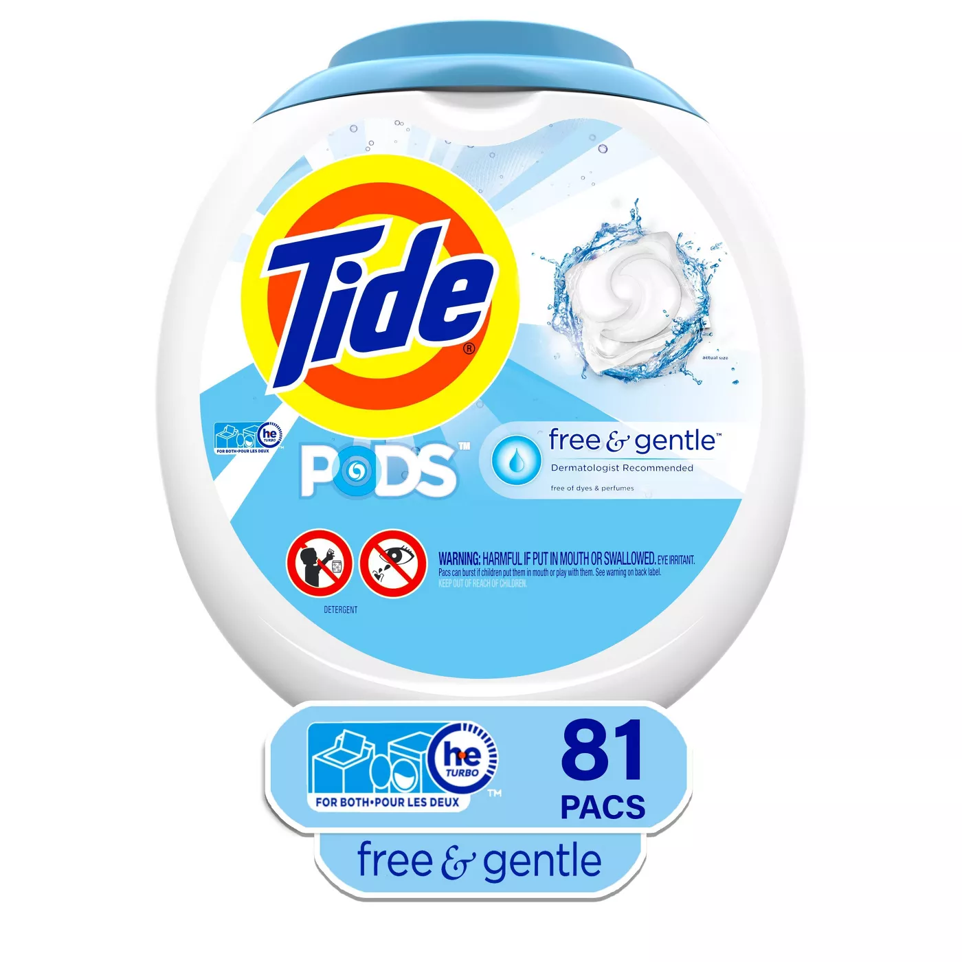 Tide PODS Laundry Detergent Liquid 81 Pacs Capsules Free & Gentle - Scent Free