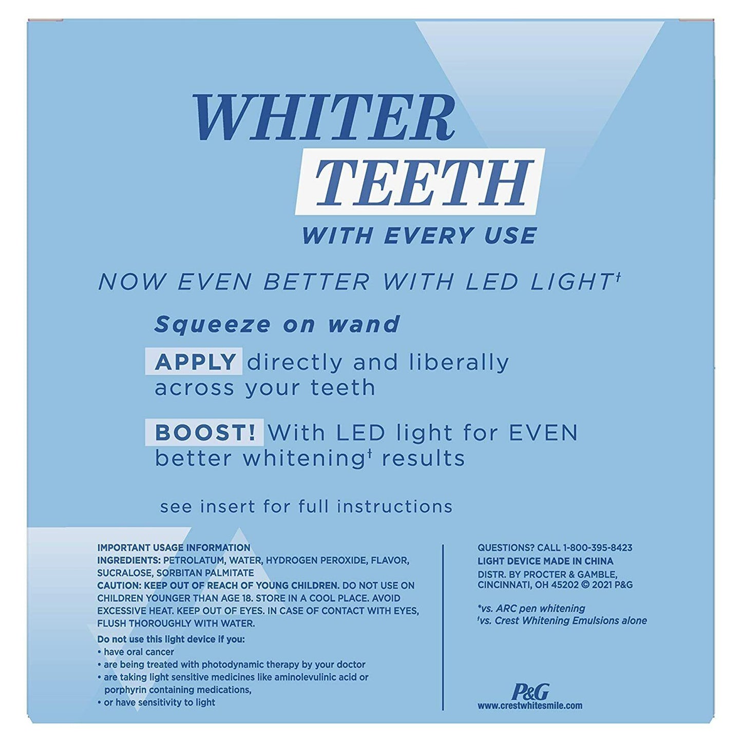 Crest Teeth Whitening Gel - Express White Bleaching Kit + LED LIGHT 18g NEW