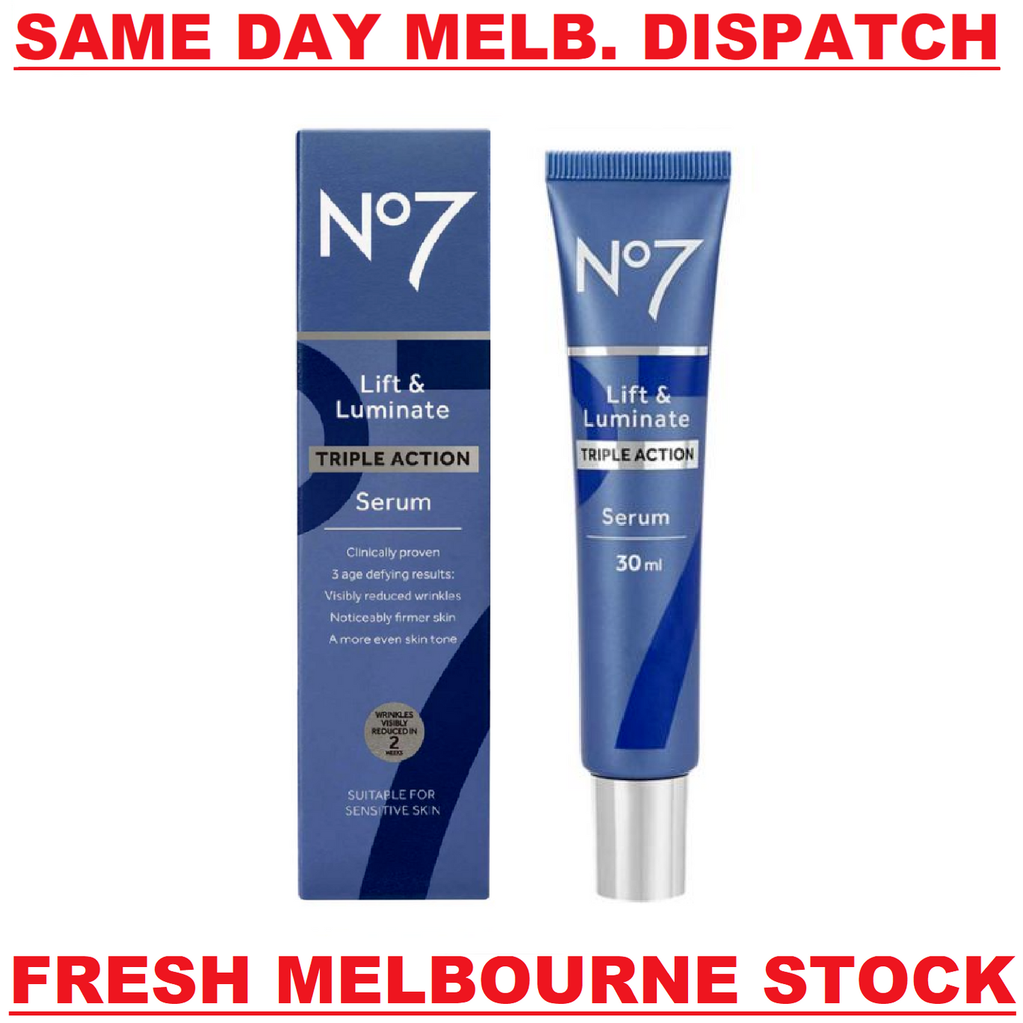 Boots No7 LIFT & LUMINATE Triple Action SERUM Anti-Aging Skin Brightening 30mL