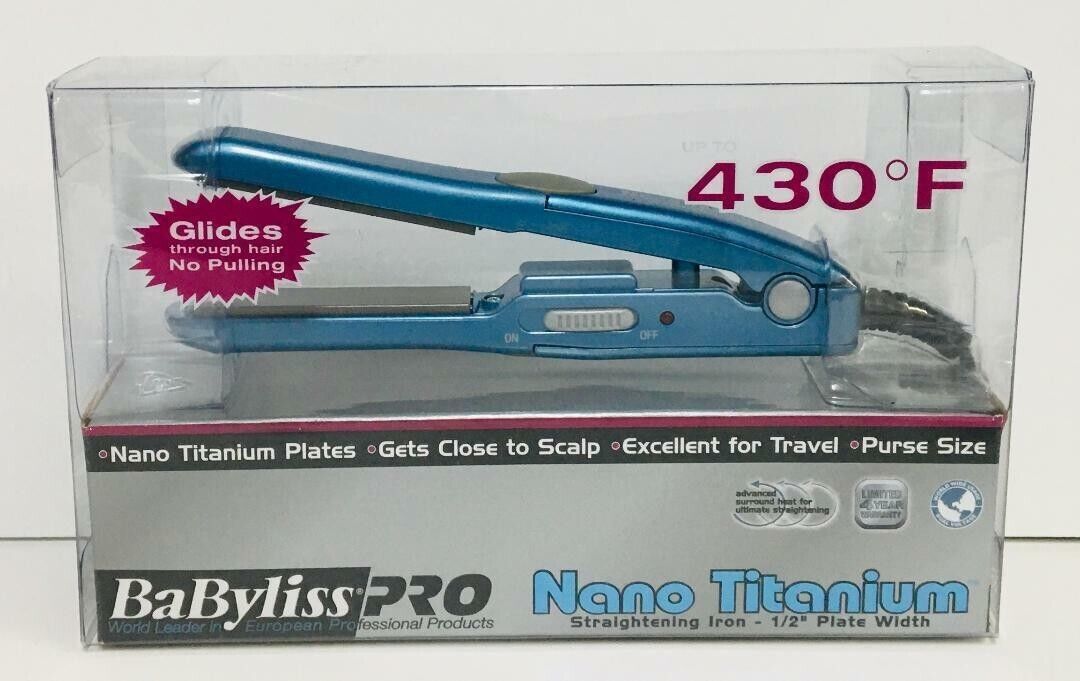 BabylissPro Nano Titanium 13mm Ceramic Mini Hair Straightener Travel Size 220°C