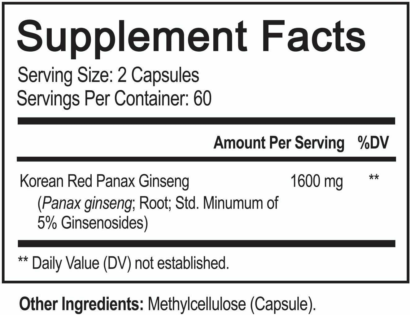 NUTRIFLAIR KOREAN RED PANAX GINSENG EXTRACT 1600mg Memory Anti Aging 120 Caps