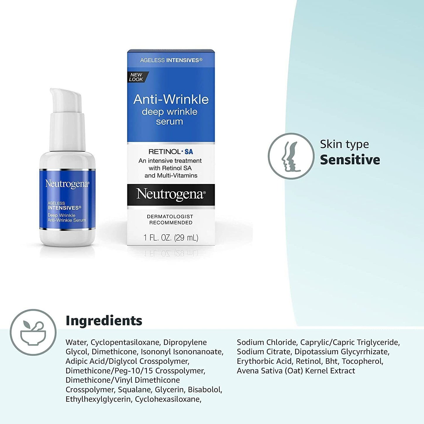 Neutrogena Anti Wrinkle Serum Retinol SA Multivitamin Anti-Ageing Skin Care 29mL