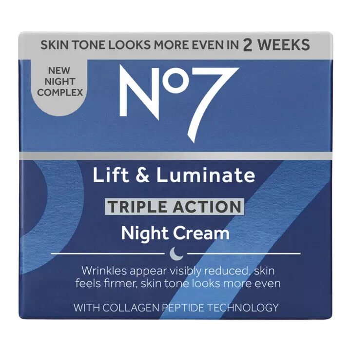 No7 LIFT & LUMINATE Triple Action NIGHT CREAM Anti Wrinkle Skin Firming - 50mL