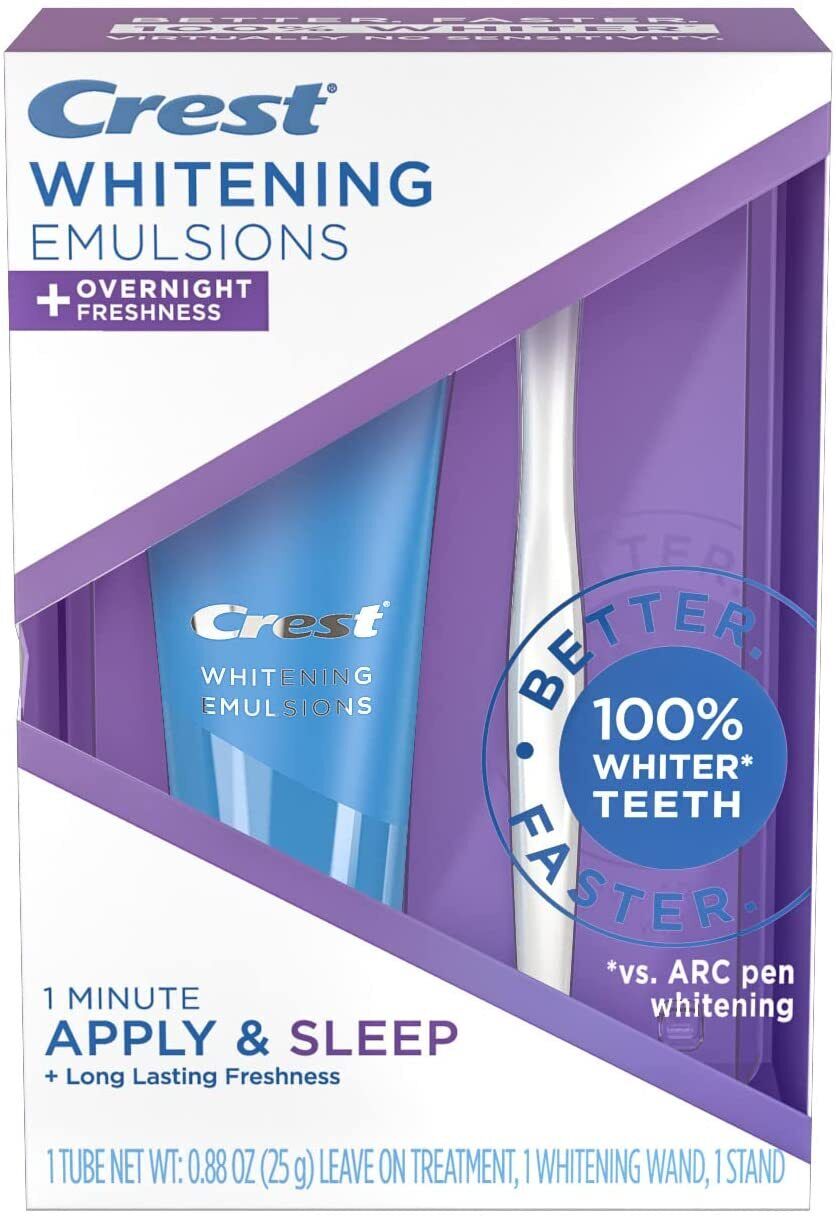 Crest Teeth Whitening Emulsions Overnight PM Express Treatment Apply & Sleep 25g