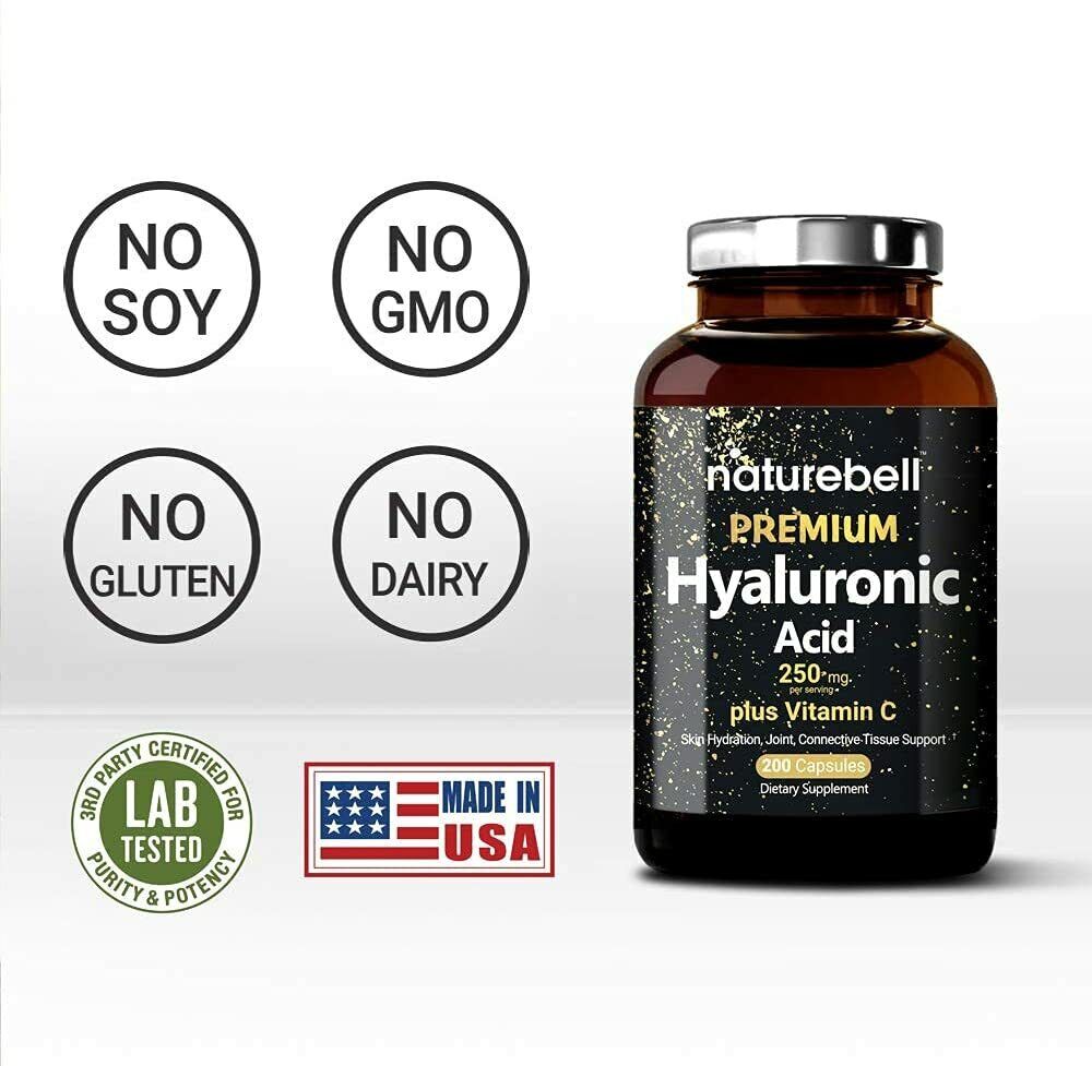 NatureBell Hyaluronic Acid 250mg + Vitamin C 25mg 200 Caps - FREE EXPRESS POST