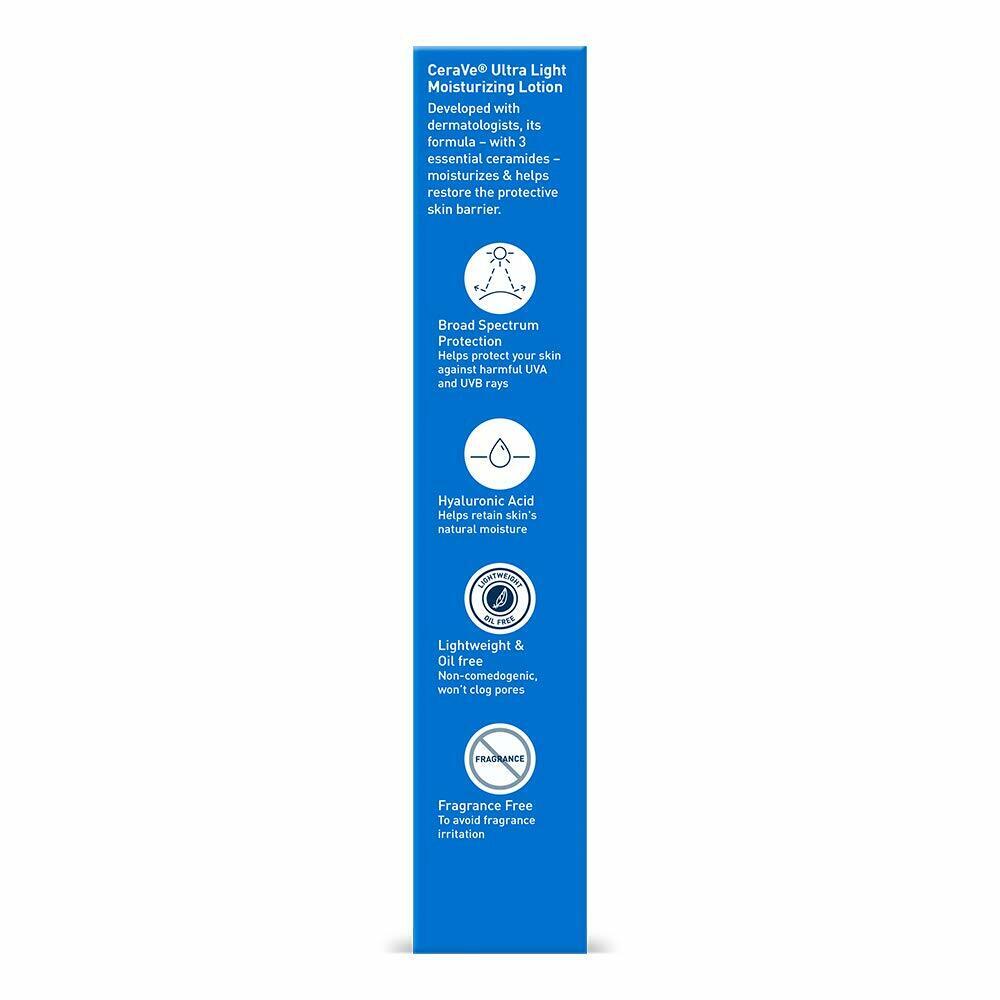 CeraVe AM Ultra Light Moisturizing Lotion SPF30 Hyaluronic Acid Sunscreen 50 mL