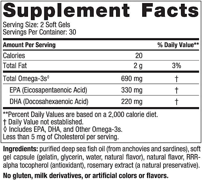 NORDIC NATURALS Omega-3 690mg EPA & DHA Fish Oil - Lemon Flavour - 60 Soft Gels