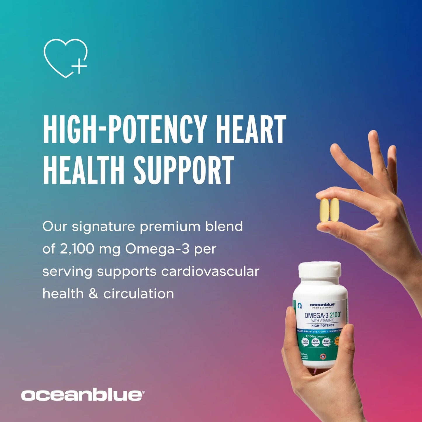 OCEANBLUE Omega-3 2100 mg EPA/DHA/DPA + 2000 IU Vitamin D3 60 Soft Gels Vanilla